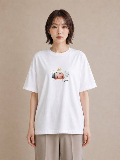 デザインTシャツ レディース てんとう虫 昆虫 虫 イラスト 休日コーデ 姉妹 送別ギフト 白T YMAZO