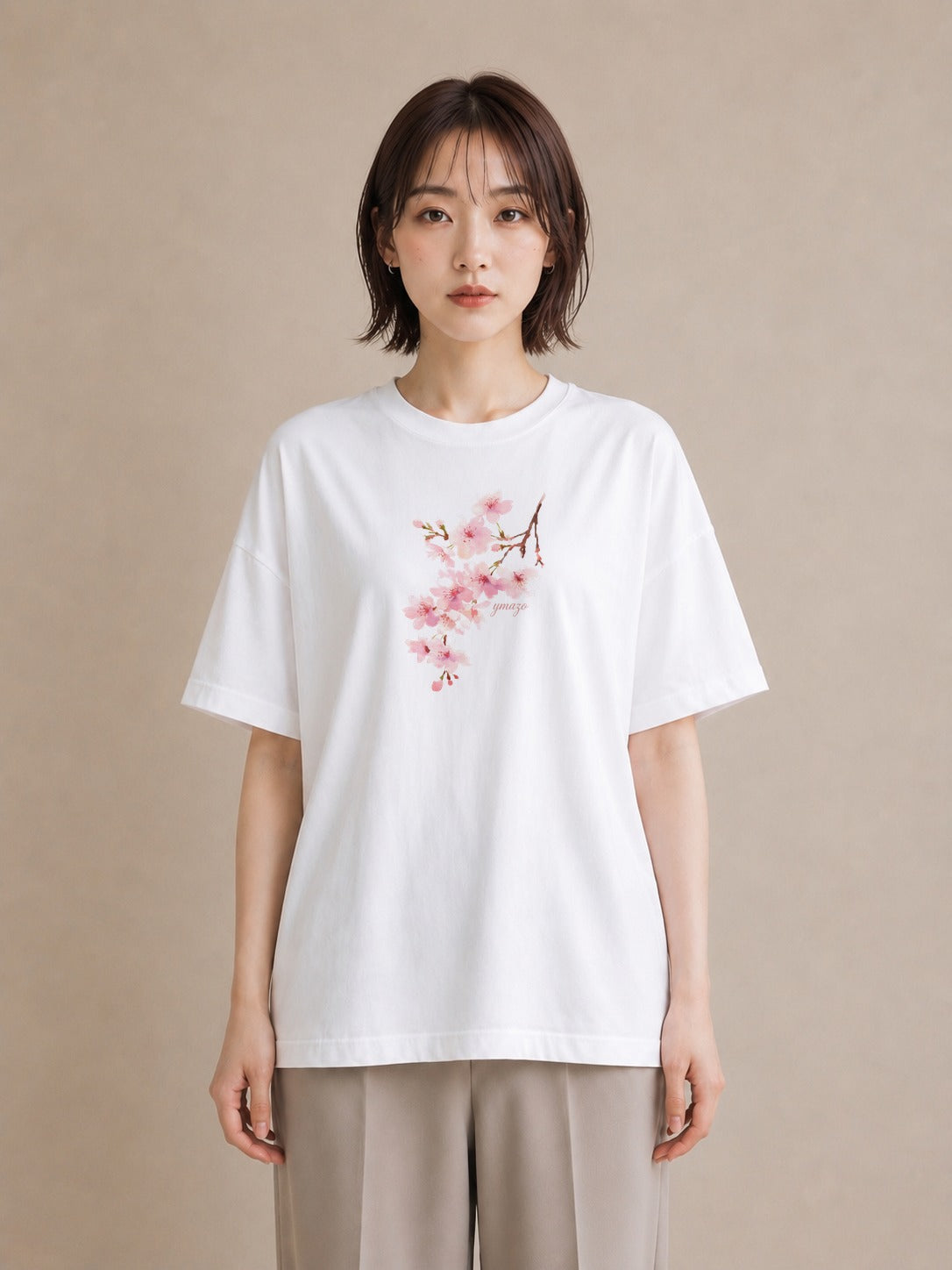 プリントTシャツ レディース さくら 桜 サクラ 花 花柄 イラスト ミニマル カジュアルコーデ 買い物 白T