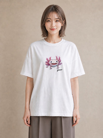 グラフィックTシャツ レディース ウーパールーパー ペット 動物 イラスト こなれ感 夏コーデ 通学 白T YMAZO