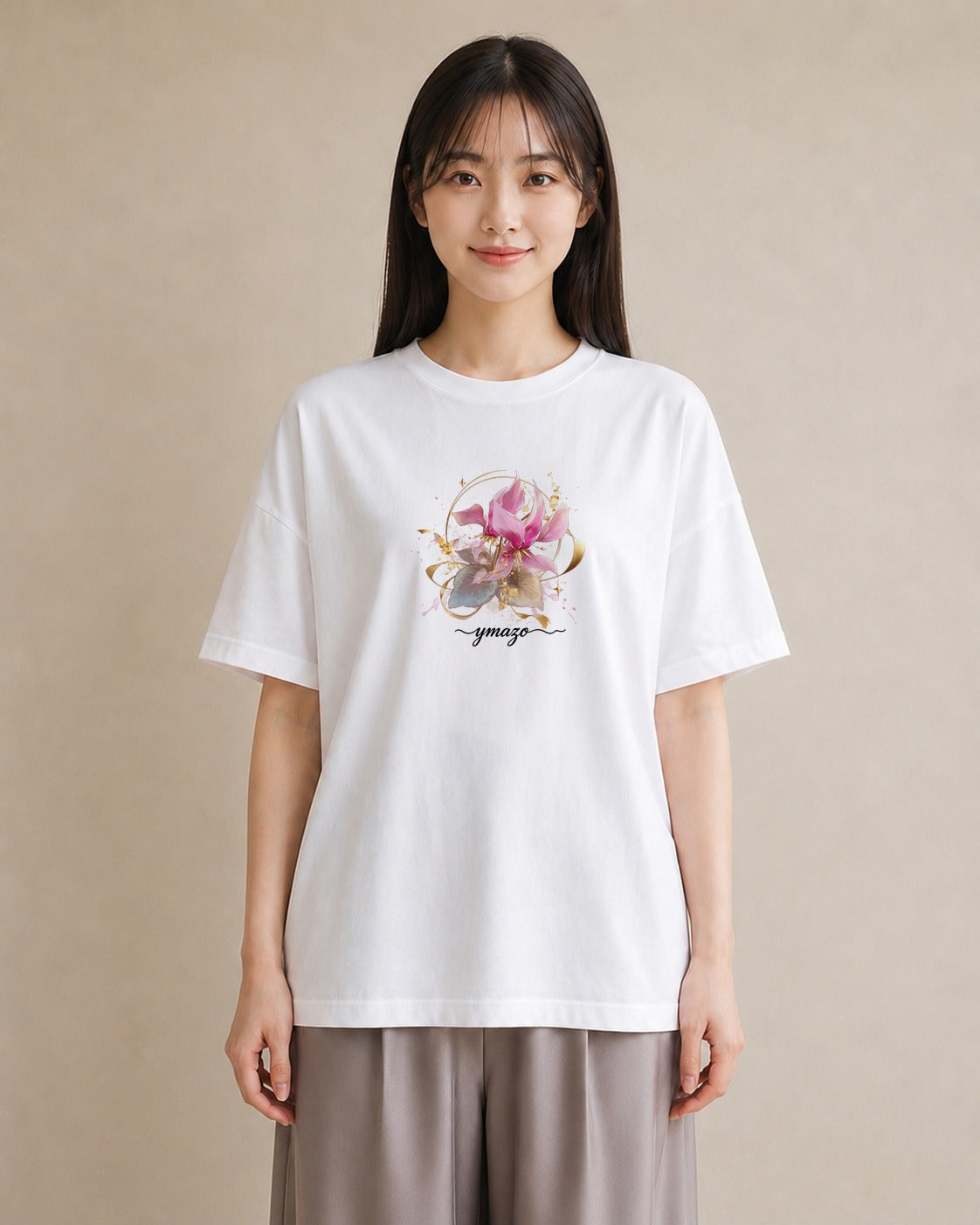 Tシャツ レディース あさがお 朝顔 花 花柄 イラスト ガーリー 誕生日プレゼント 綿100 白T YMAZO