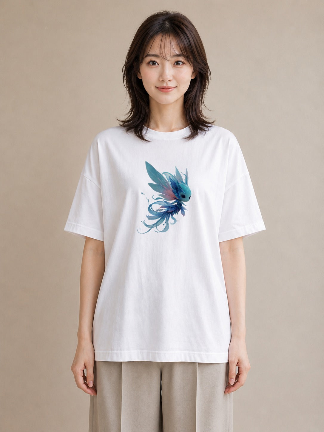 デザインTシャツ レディース グッピー ペット 動物 イラスト ビーチ デイリーウェア 白T YMAZO