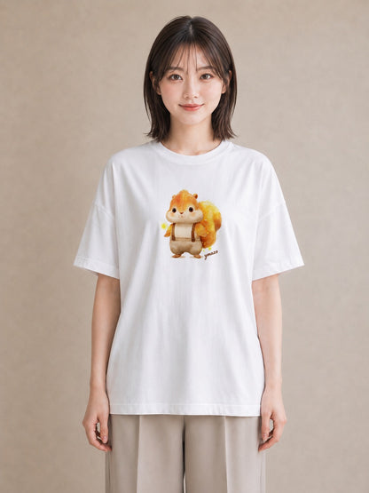 グラフィックTシャツ レディース シマリス ペット 動物 イラスト 手描き風 ルームウェア ギフト 白T YMAZO