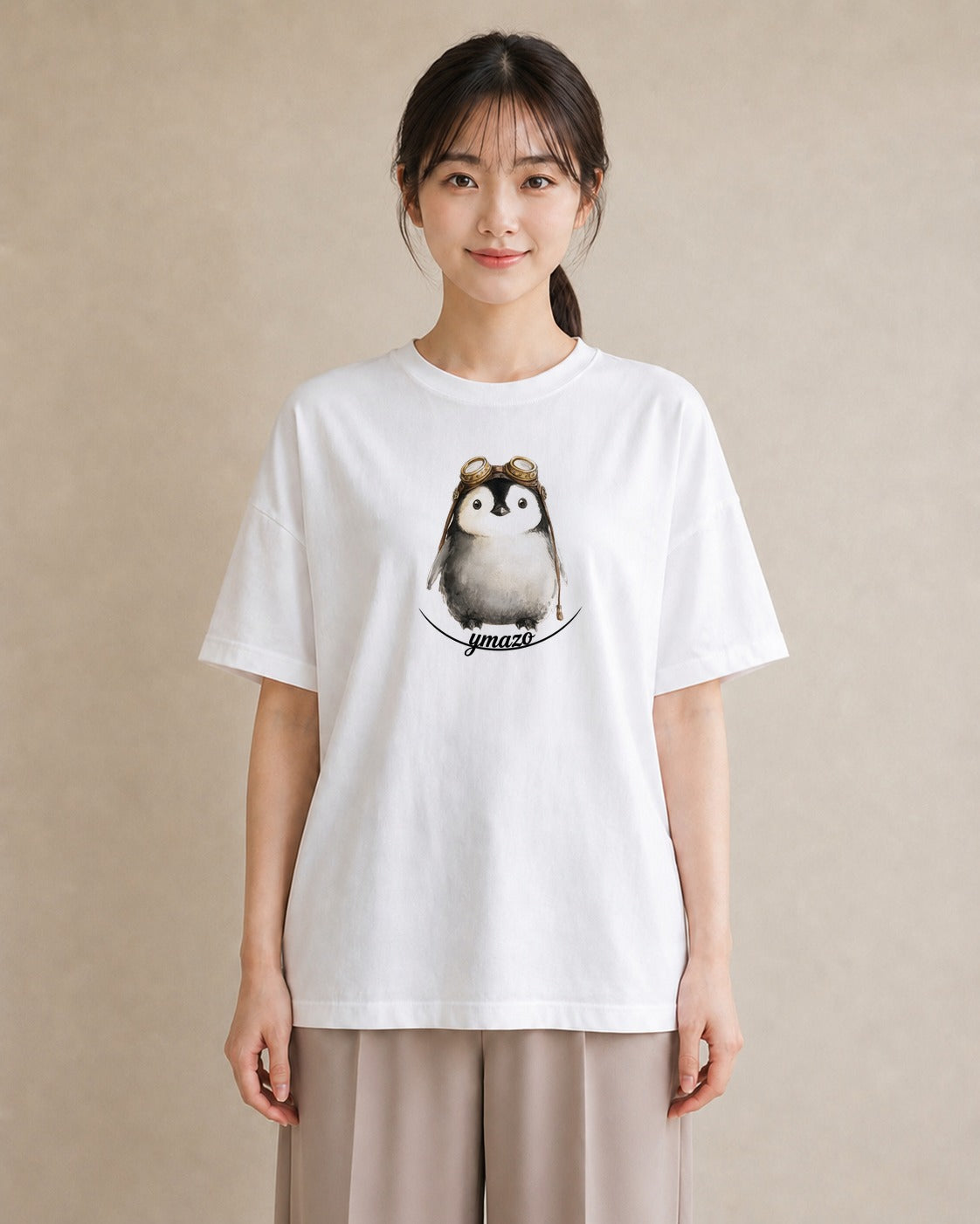 グラフィックTシャツ レディース ペンギン ぺんぎん 動物 アニマル イラスト きれいめカジュアル 秋コーデ おしゃれギフト 白T YMAZO