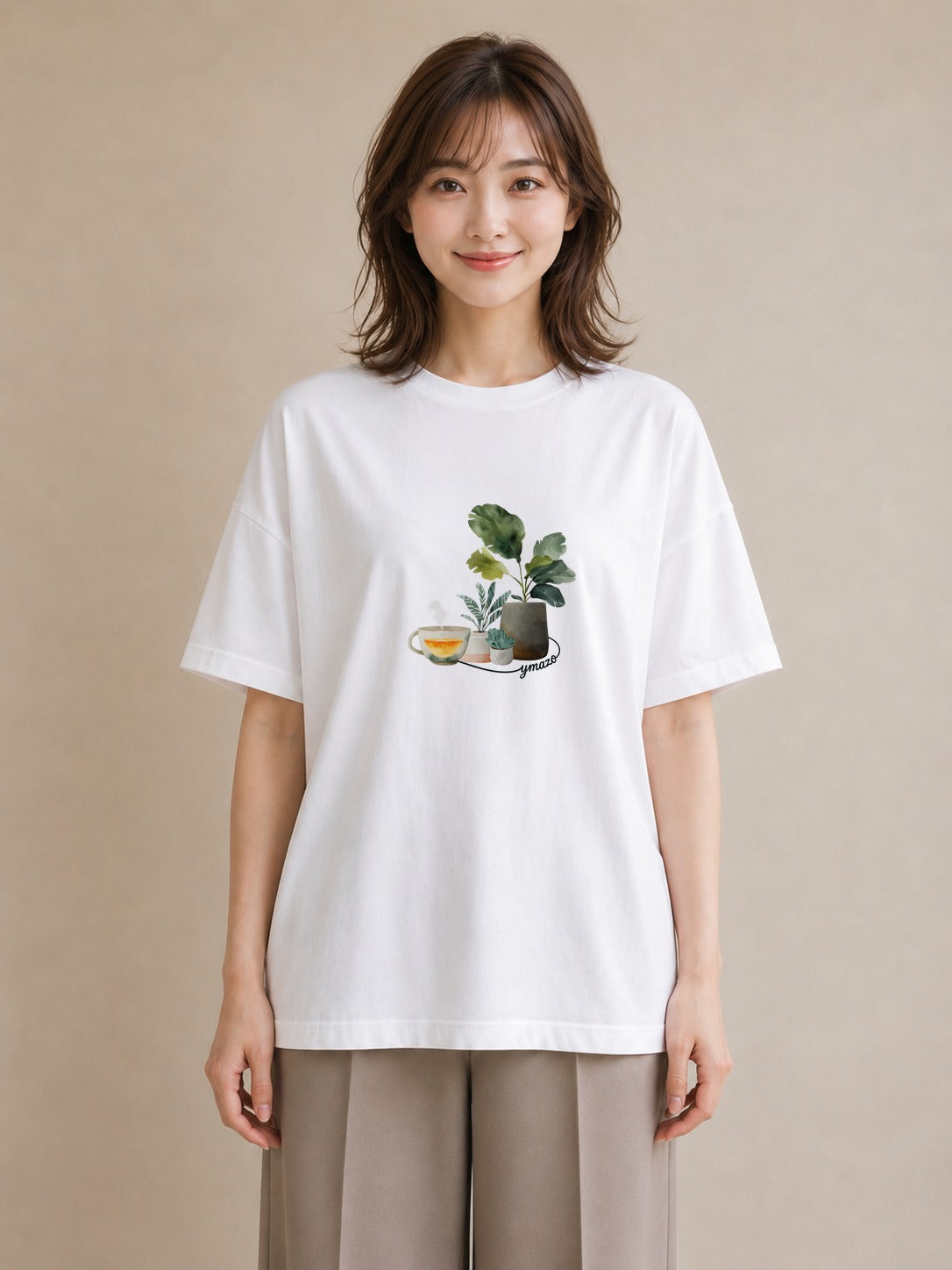 グラフィックTシャツ レディース 紅茶 食べ物 フード イラスト 水彩風 通学 誕生日プレゼント 白T YMAZO