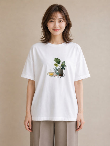 グラフィックTシャツ レディース 紅茶 食べ物 フード イラスト 水彩風 通学 誕生日プレゼント 白T YMAZO