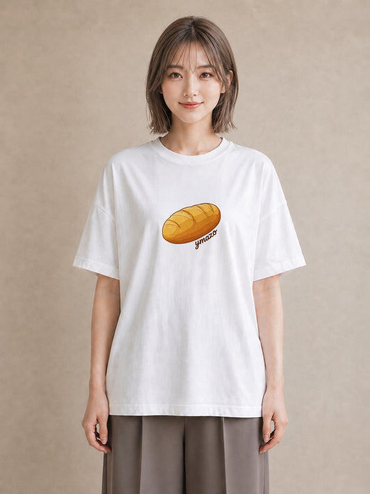 プリントTシャツ レディース パン 食べ物 フード イラスト 淡色 買い物 夏コーデ 白T YMAZO