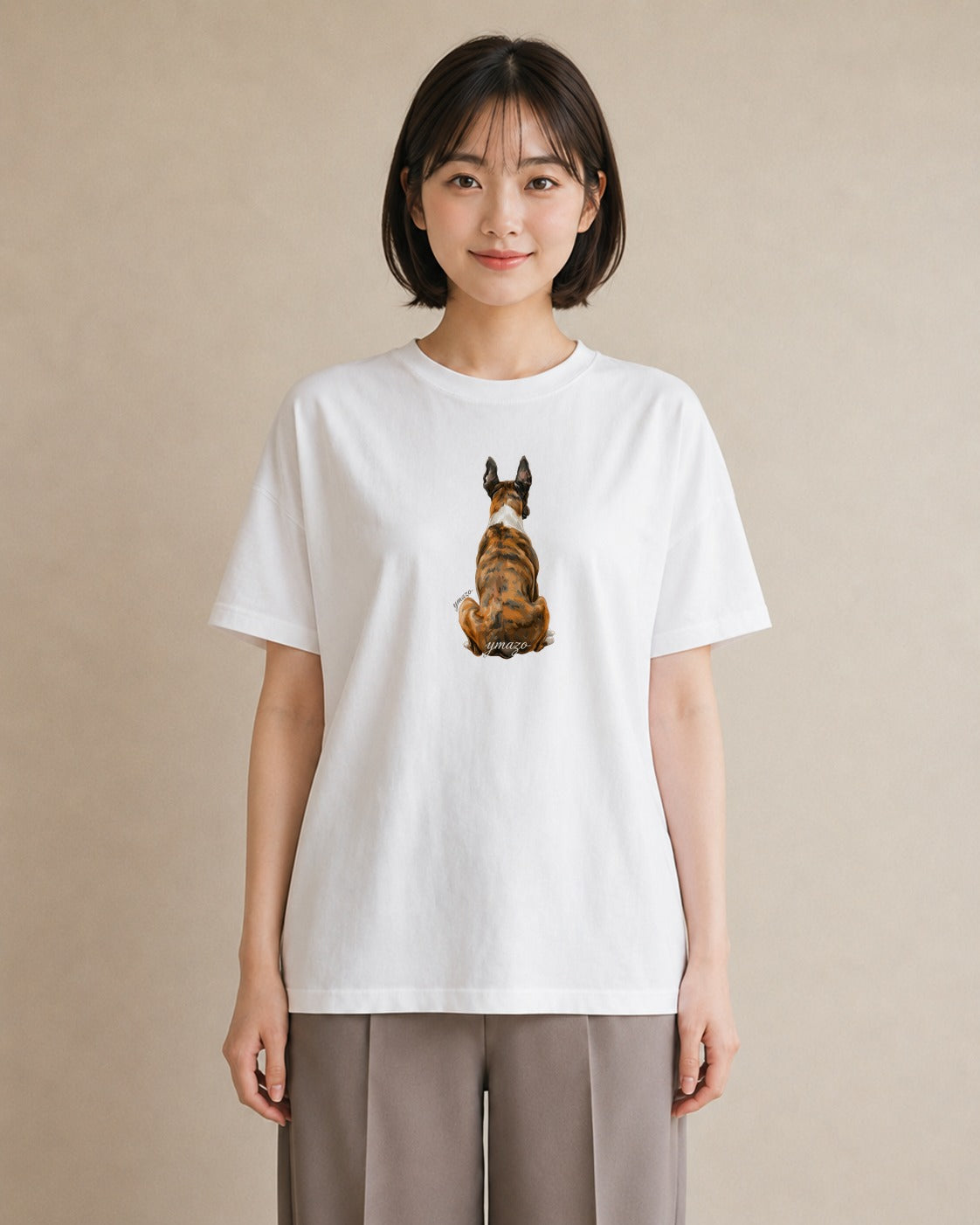 グラフィックTシャツ レディース ミックス犬 犬 いぬ イラスト アート風 20代 カジュアルコーデ 白T YMAZO