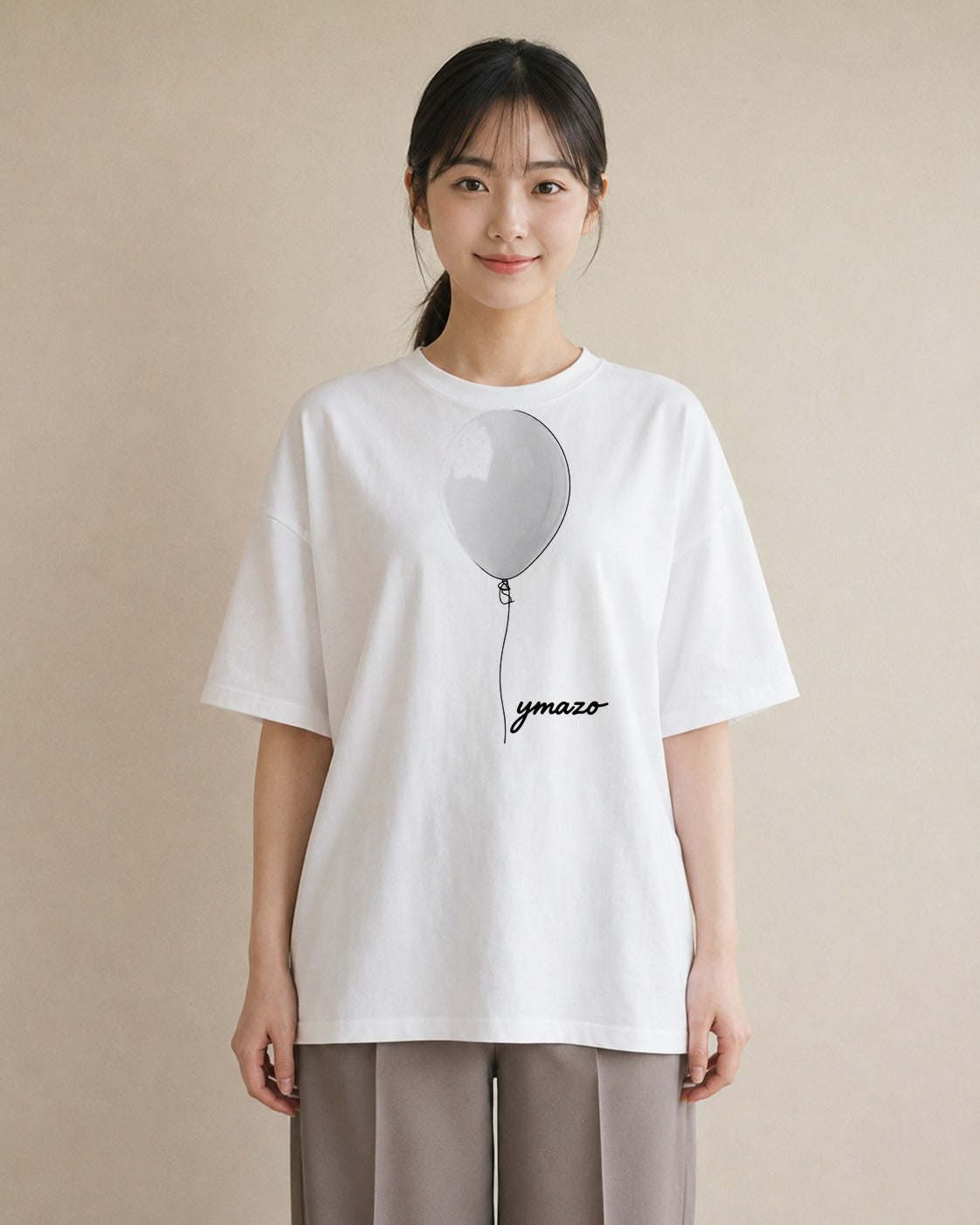 デザインTシャツ レディース 紙風船 和紙 ナチュラル アンティーク イラスト 水彩風 通勤 在宅 白T YMAZO