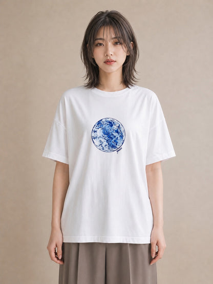 半袖Tシャツ レディース 蟹座 星空 宇宙 イラスト 水彩風 ギフト 母の日 白T YMAZO