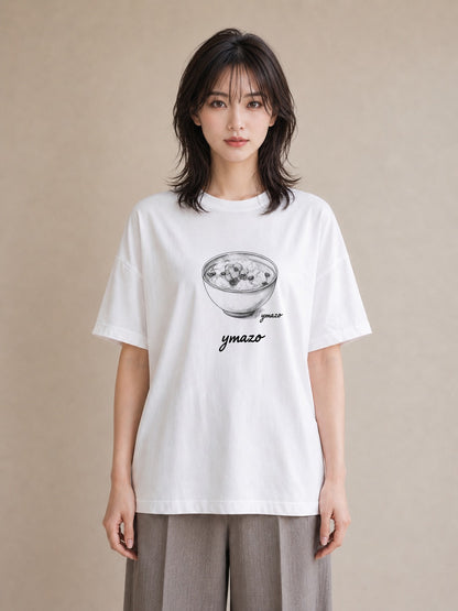 デザインTシャツ レディース ポップコーン 食べ物 フード イラスト ニュアンス 敬老の日 ホワイトデー 白T YMAZO