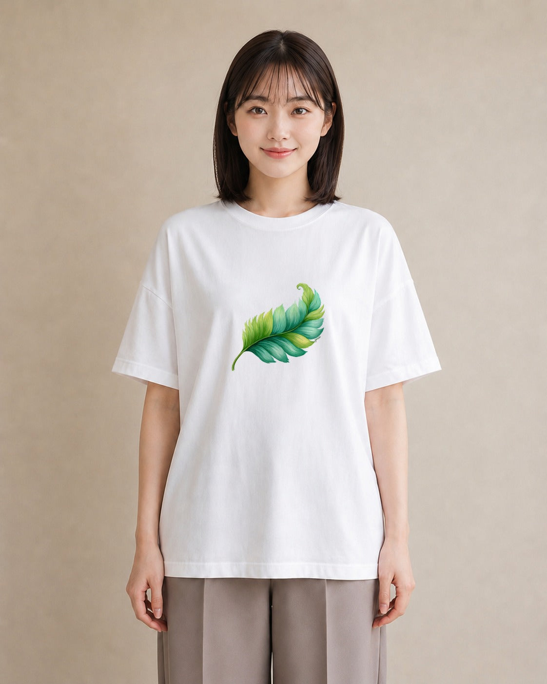 プリントTシャツ レディース 葉っぱ 植物 ボタニカル イラスト お洒落 お出かけ 普段着 白T YMAZO