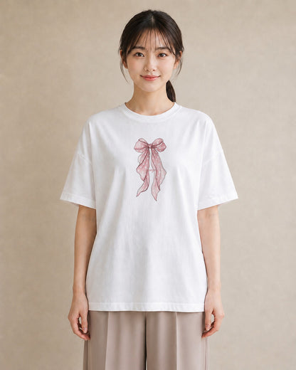 グラフィックTシャツ レディース レースハンカチ レース ハンカチ ナチュラル アンティーク イラスト レトロ 帰省 ラフ 白T YMAZO