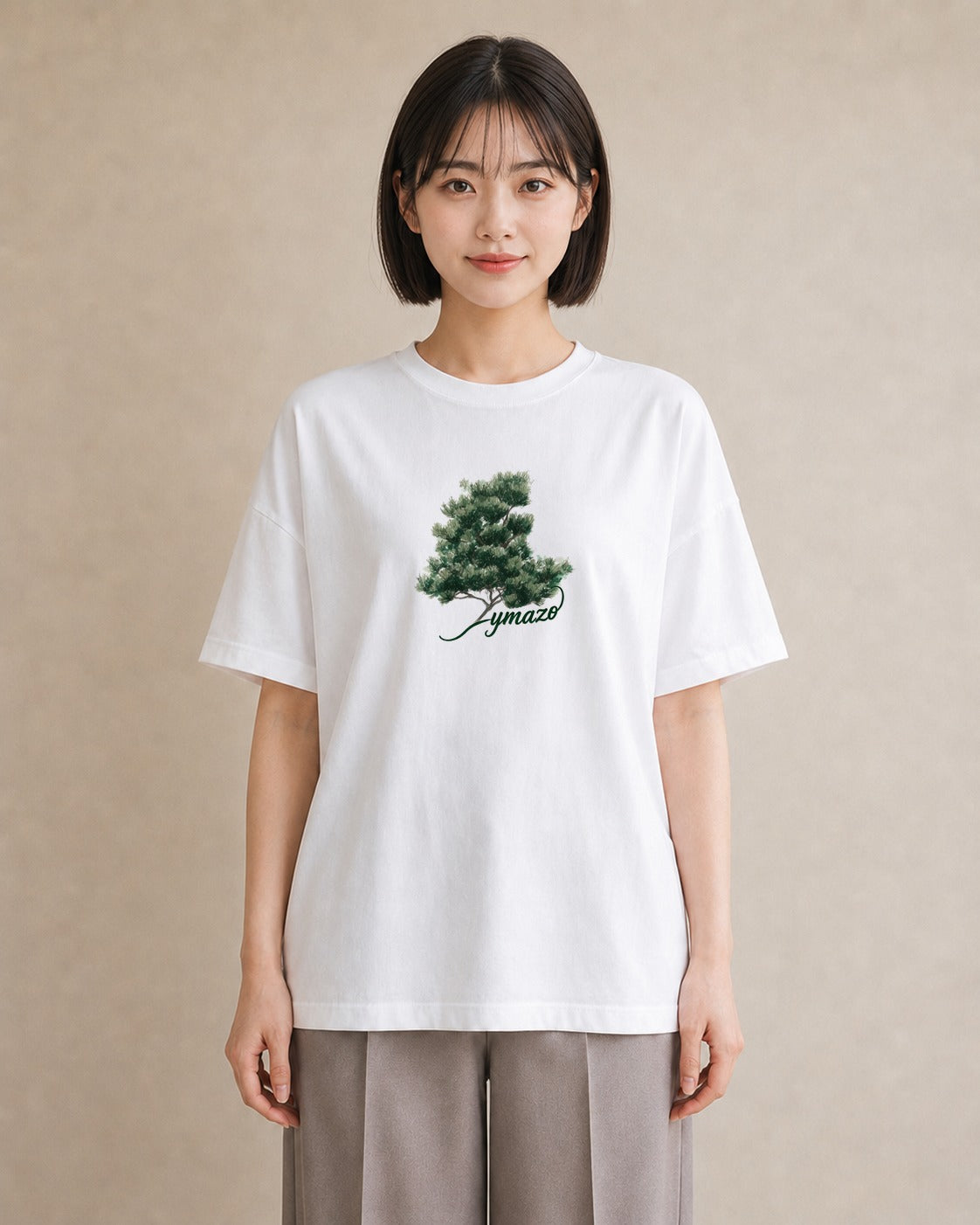 半袖Tシャツ レディース 松ぼっくり 植物 ボタニカル イラスト ラフカジュアル 休日 ペアコーデ 白T YMAZO