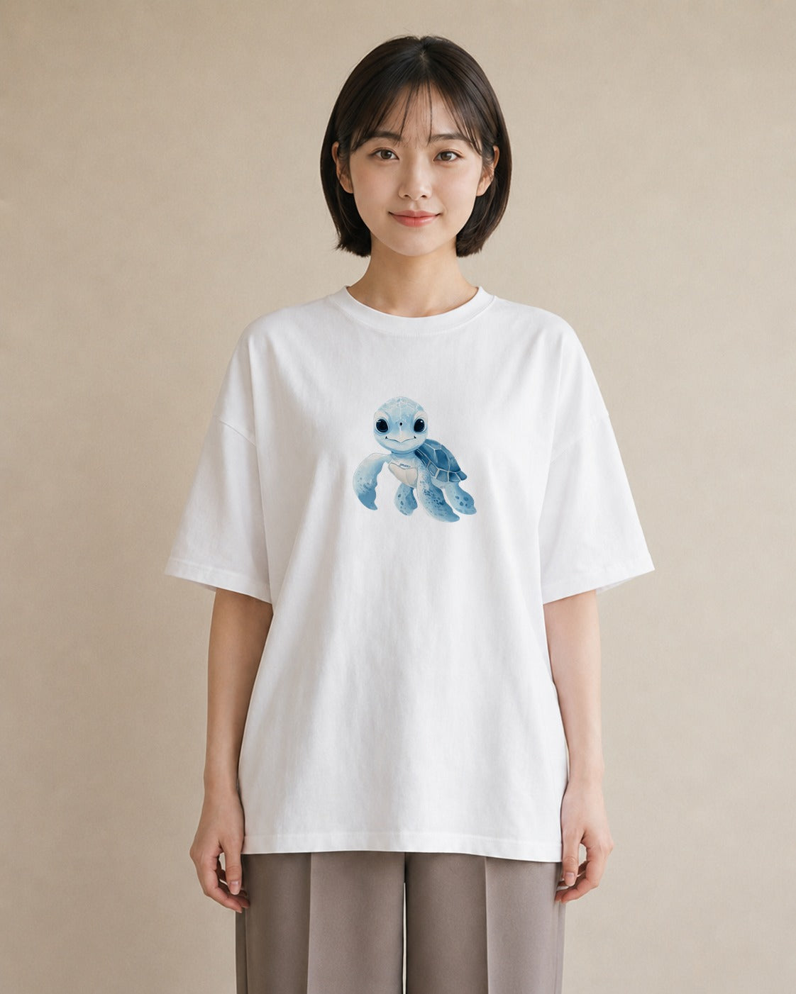 プリントTシャツ レディース ウミガメ 海の生き物 海 イラスト 休日コーデ クリスマス 旅行 白T YMAZO