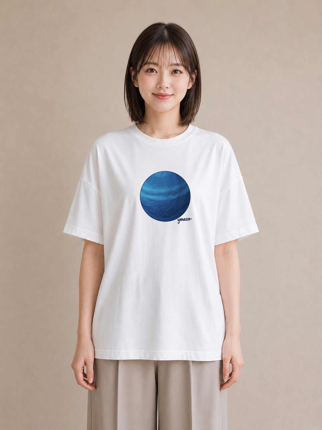 プリントTシャツ レディース 宇宙 星空 イラスト 旅行コーデ 在宅 公園 白T YMAZO
