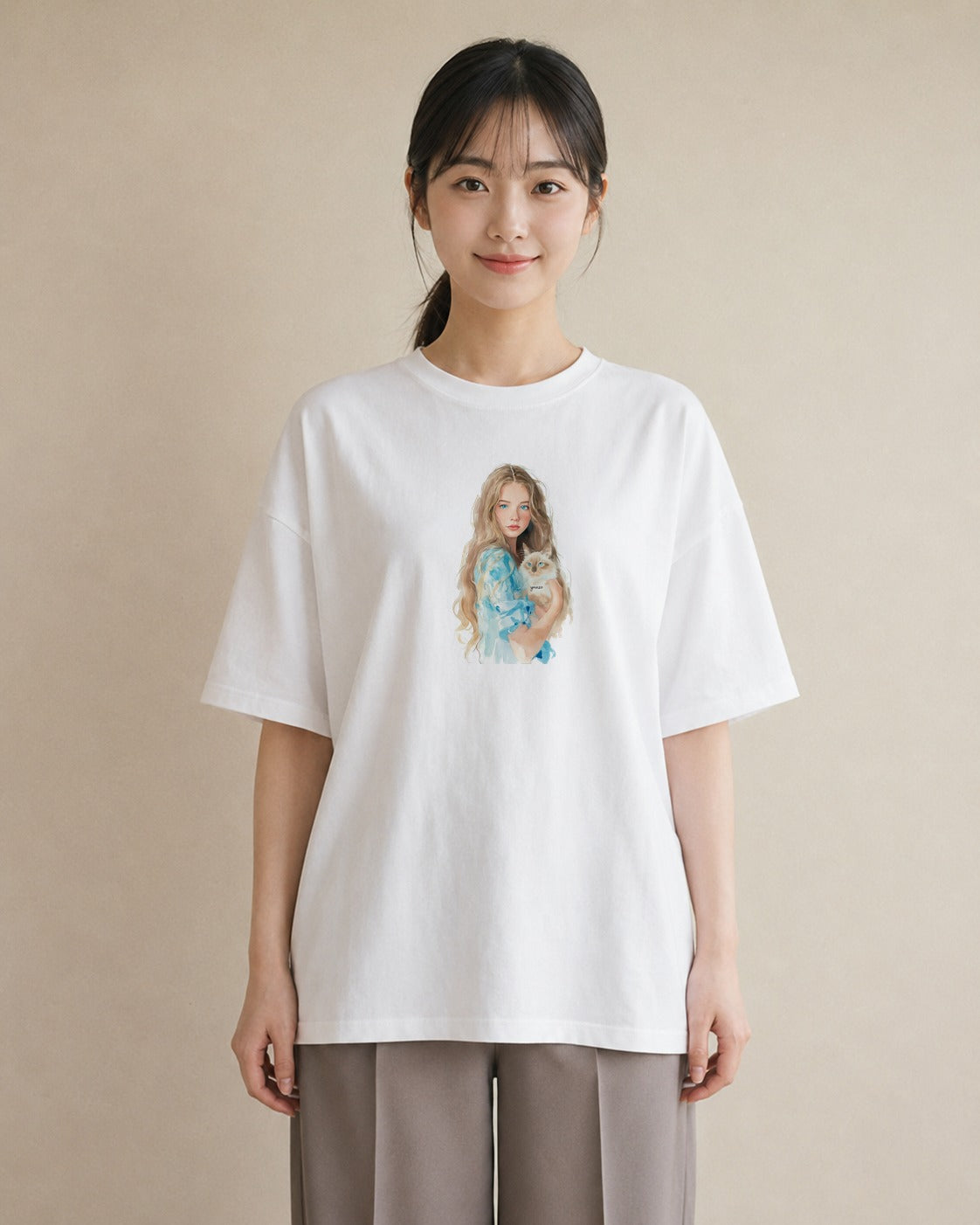 半袖Tシャツ レディース ラグドール 猫 ねこ イラスト カジュアル 女子会 お揃い 白T YMAZO