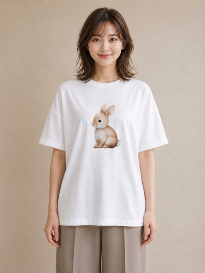 デザインTシャツ レディース ホーランドロップ ペット 動物 イラスト 公園 ママ 白T YMAZO