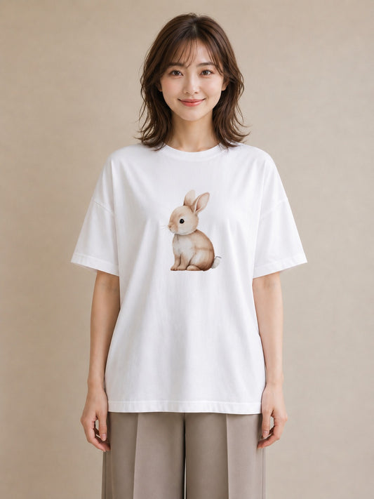 デザインTシャツ レディース ホーランドロップ ペット 動物 イラスト 公園 ママ 白T YMAZO
