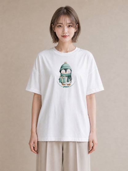 デザインTシャツ レディース ペンギン ぺんぎん 動物 アニマル イラスト ナチュラル 休日 ペアコーデ 白T YMAZO