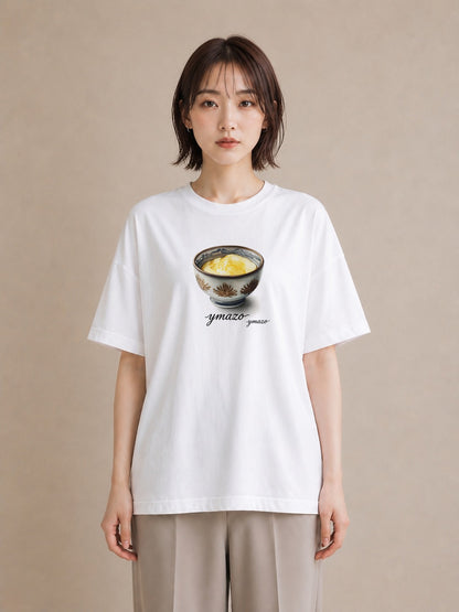 半袖Tシャツ レディース プリン 食べ物 フード イラスト 線画 旅行用 海 白T YMAZO