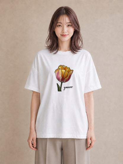 デザインTシャツ レディース チューリップ 花 花柄 イラスト お洒落 母の日 ビーチ 白T