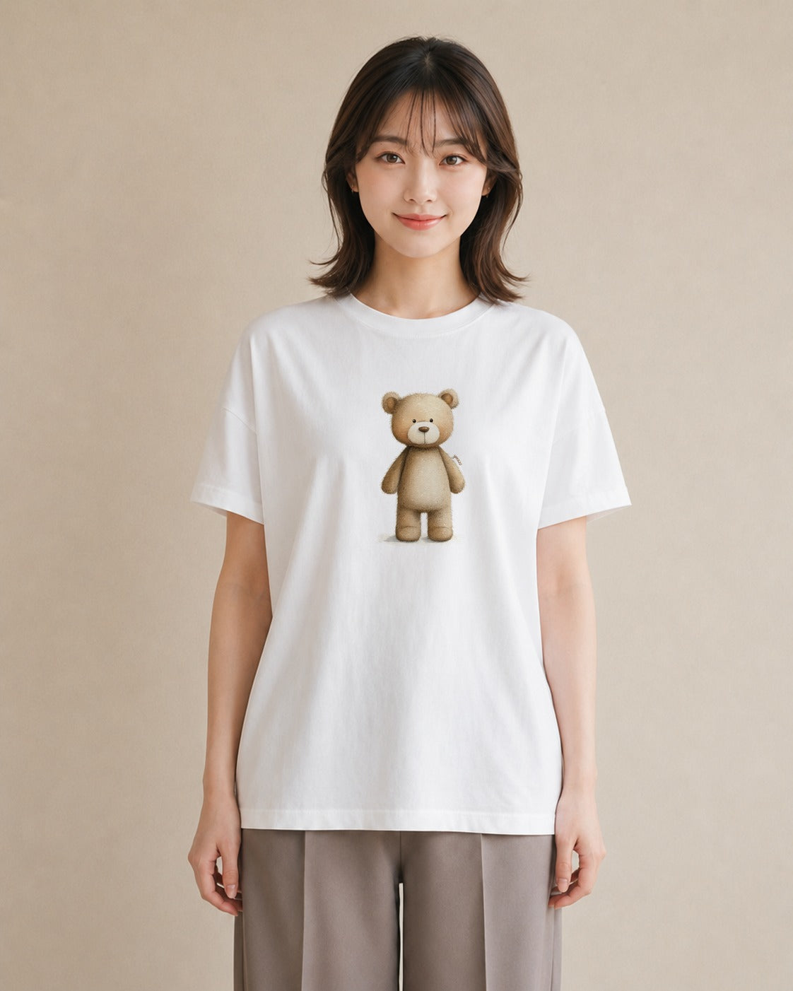Tシャツ レディース くま クマ ベア 動物 アニマル イラスト お洒落 誕生日プレゼント 綿100 白T YMAZO