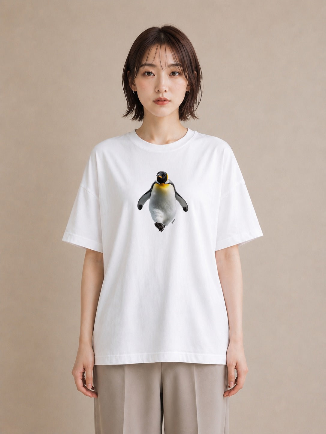 半袖Tシャツ レディース コウテイペンギン 動物 アニマル イラスト こなれ感 旅行 母娘コーデ 白T YMAZO