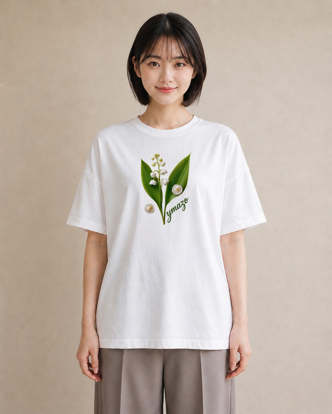 半袖Tシャツ レディース すずらん 花 花柄 イラスト お洒落 旅行用 海 白T YMAZO