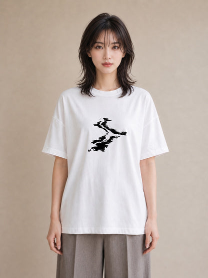 Tシャツ レディース 桟橋 水辺 波止場 ナチュラル アンティーク イラスト ミニマル ルームウェア ギフト 白T YMAZO