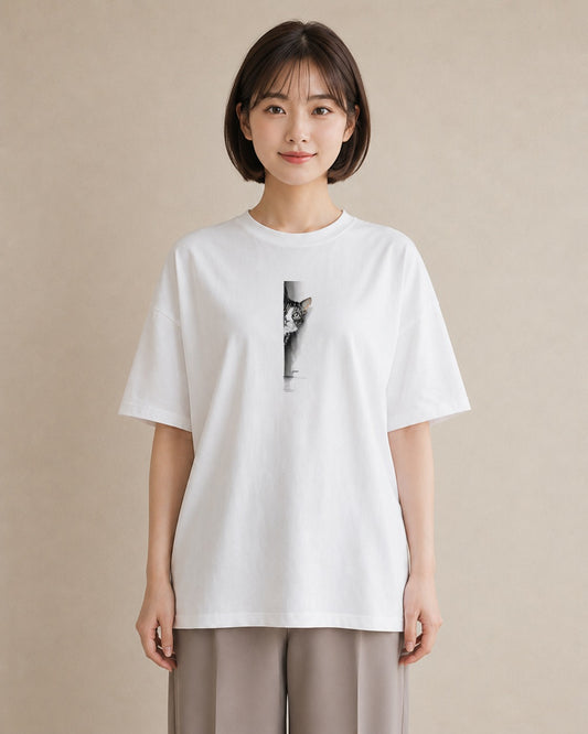半袖Tシャツ レディース サバトラ 猫 ねこ イラスト 韓国風 親子 20代 白T YMAZO