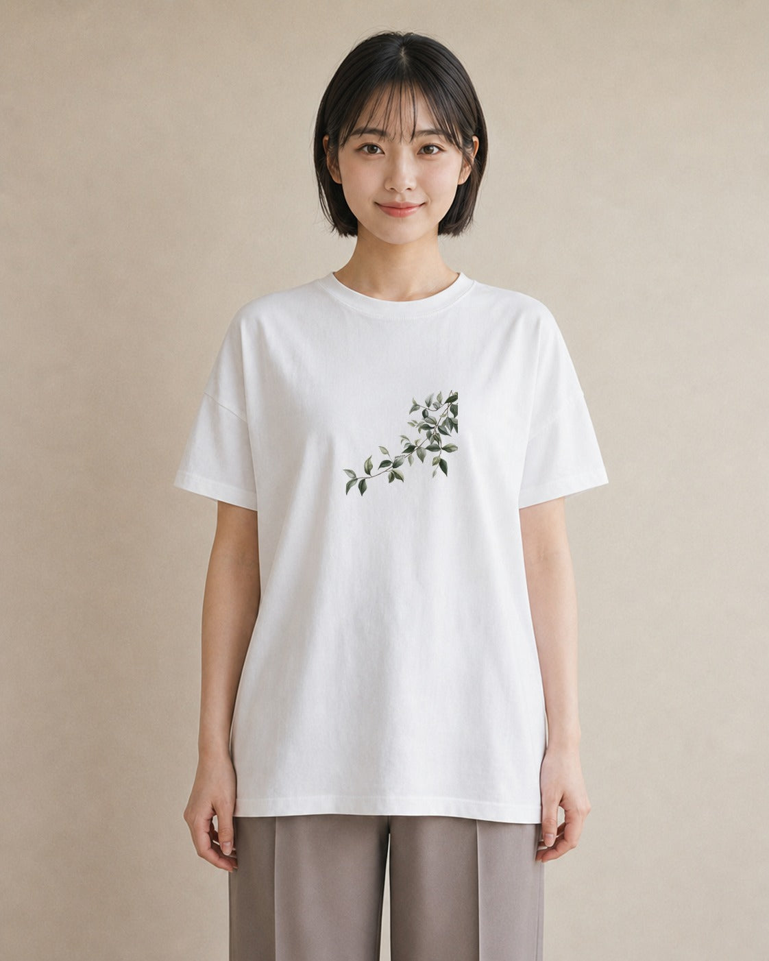 デザインTシャツ レディース ボタニカル 植物 イラスト シック おしゃれギフト 社会人 白T YMAZO