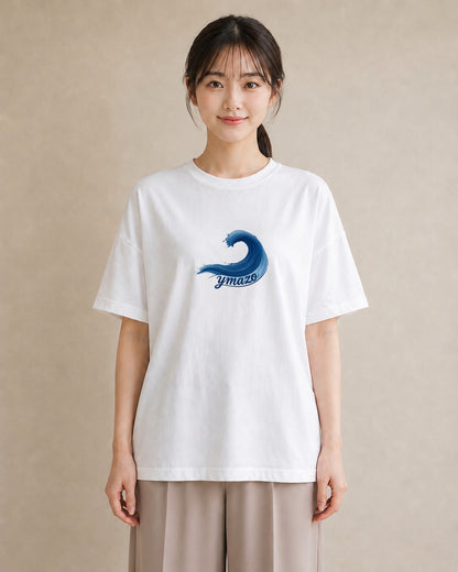 デザインTシャツ レディース 波 星空 宇宙 イラスト カジュアル 敬老の日 ホワイトデー 白T YMAZO