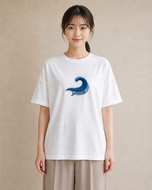 デザインTシャツ レディース 波 星空 宇宙 イラスト カジュアル 敬老の日 ホワイトデー 白T YMAZO