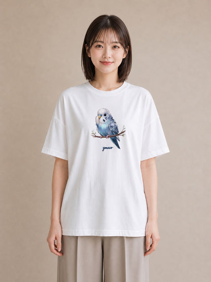 Tシャツ レディース 小鳥 ペット 動物 イラスト ボタニカル お出かけ 普段着 白T YMAZO
