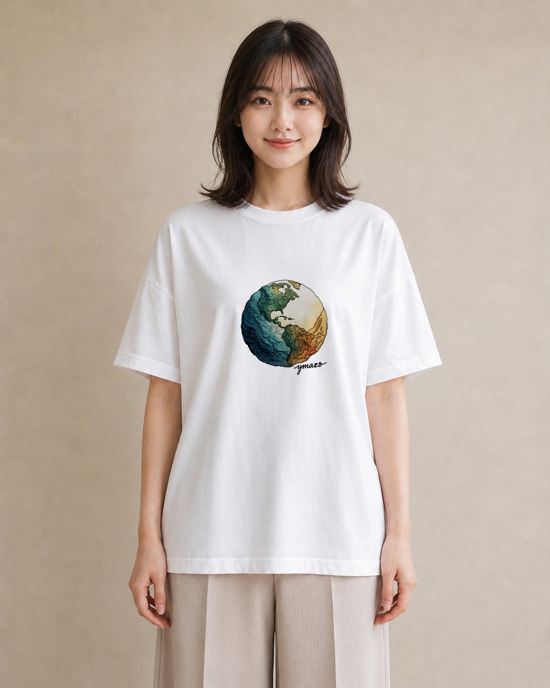Tシャツ レディース プラネット 星空 宇宙 イラスト 淡色 綿100 デート 白T YMAZO