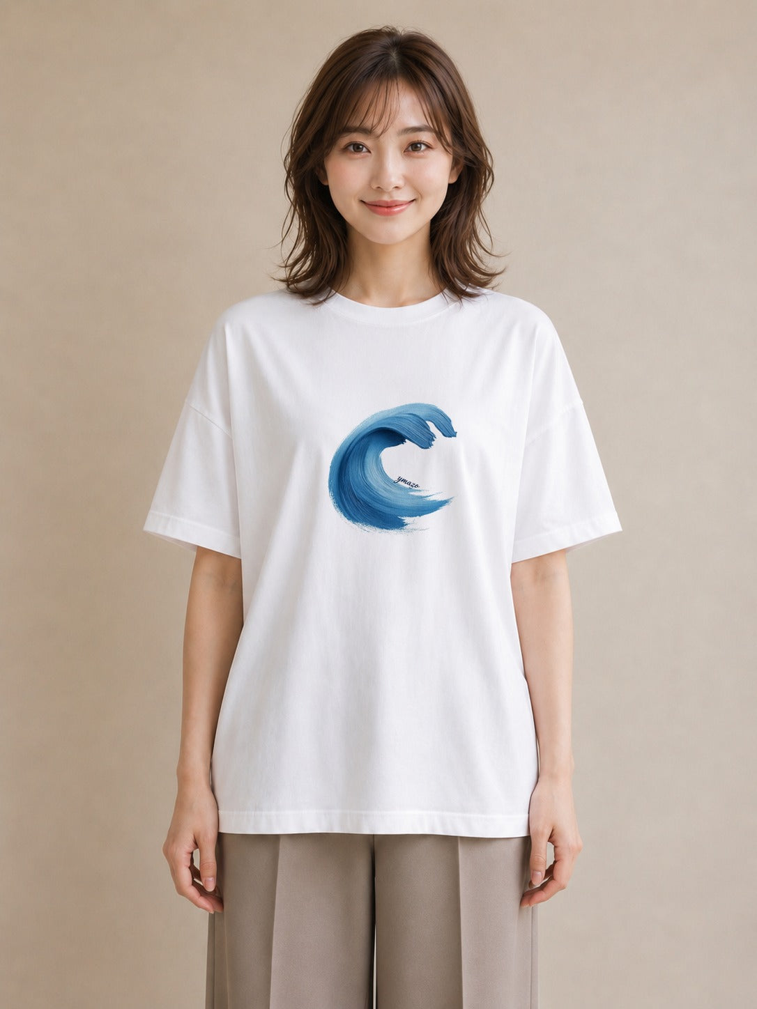半袖Tシャツ レディース 波 星空 宇宙 イラスト 韓国風 週末コーデ 敬老の日 白T YMAZO