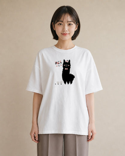 半袖Tシャツ レディース アルパカ 動物 アニマル イラスト 旅行コーデ ビーチ デイリーウェア 白T YMAZO