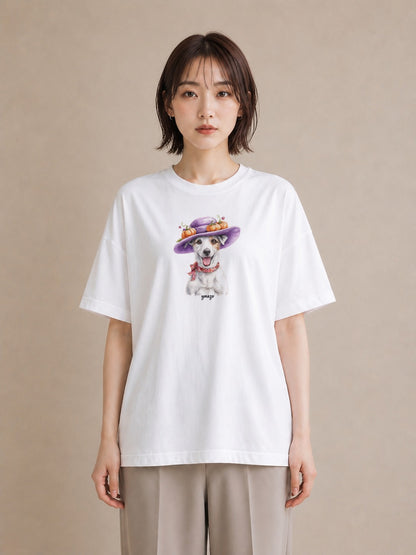 半袖Tシャツ レディース ジャックラッセルテリア 犬 いぬ イラスト カジュアル 女性向けギフト 散歩 白T YMAZO