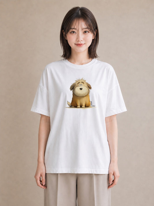 グラフィックTシャツ レディース 犬 いぬ イラスト きれいめカジュアル 自分用 ルームウェア 白T YMAZO