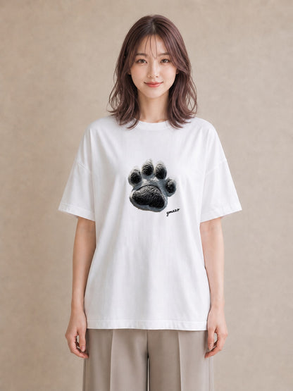 グラフィックTシャツ レディース 猫の手 猫 ねこ イラスト 個性的 在宅 公園 白T YMAZO