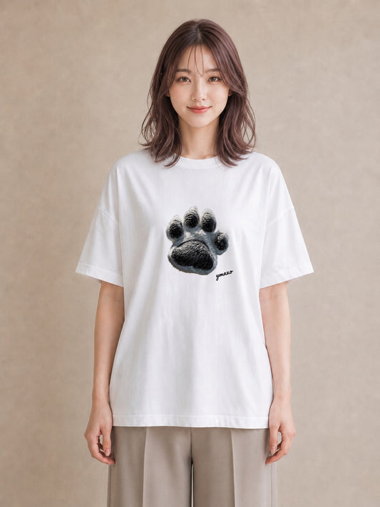 グラフィックTシャツ レディース 猫の手 猫 ねこ イラスト 個性的 在宅 公園 白T YMAZO
