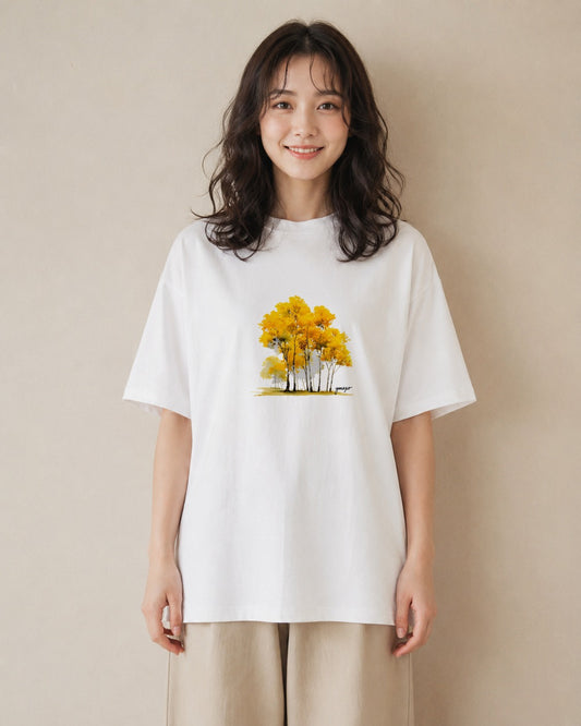 Tシャツ レディース 森 植物 ボタニカル イラスト ラフ 帰省 白T YMAZO