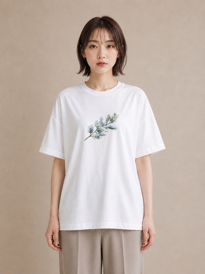 Tシャツ レディース 松ぼっくり 植物 ボタニカル イラスト ゆるコーデ 秋コーデ おしゃれギフト 白T YMAZO