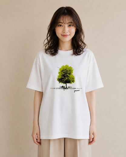 Tシャツ レディース 雨上がりのベンチ ベンチ ナチュラル アンティーク イラスト 旅行コーデ 女性 旅行用 白T YMAZO