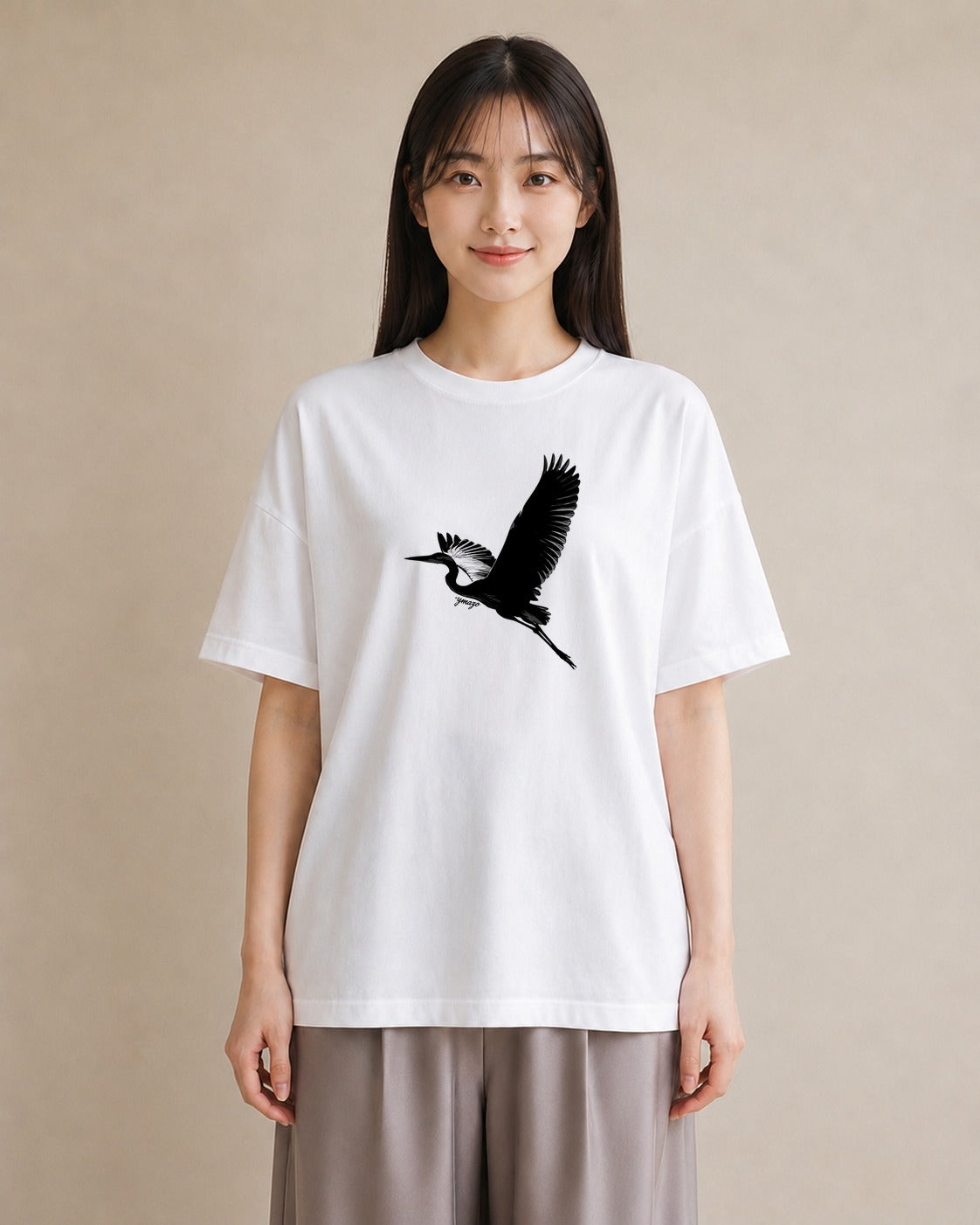 グラフィックTシャツ レディース 折り鶴 折り紙 ナチュラル アンティーク イラスト ラフカジュアル 秋コーデ おしゃれギフト 白T YMAZO