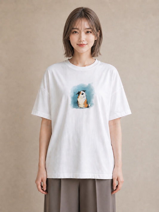 プリントTシャツ レディース 犬好き 犬 いぬ イラスト 可愛い デイリーウェア 休日 白T YMAZO
