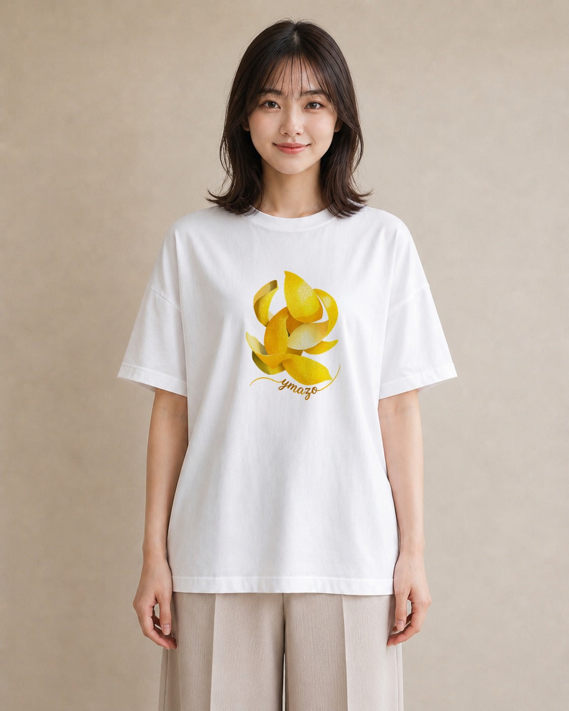 Tシャツ レディース バナナ 食べ物 フード イラスト シック 公園 ママ 白T YMAZO
