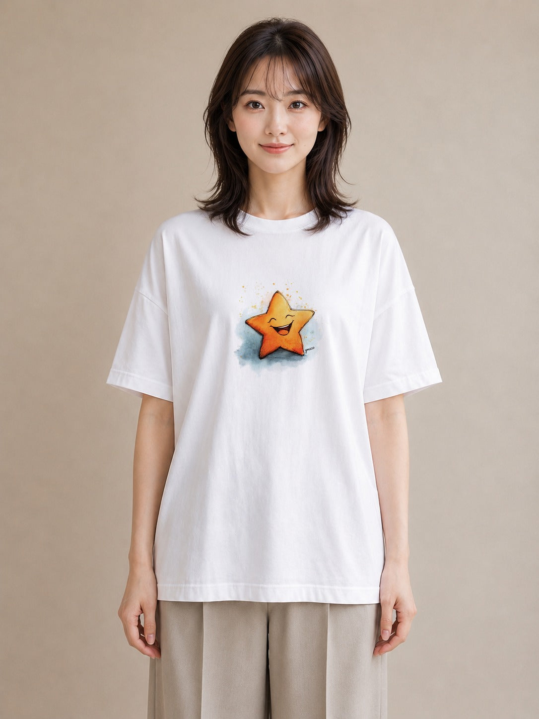 デザインTシャツ レディース 星 星空 宇宙 イラスト シンプル 送別ギフト 通勤 白T YMAZO