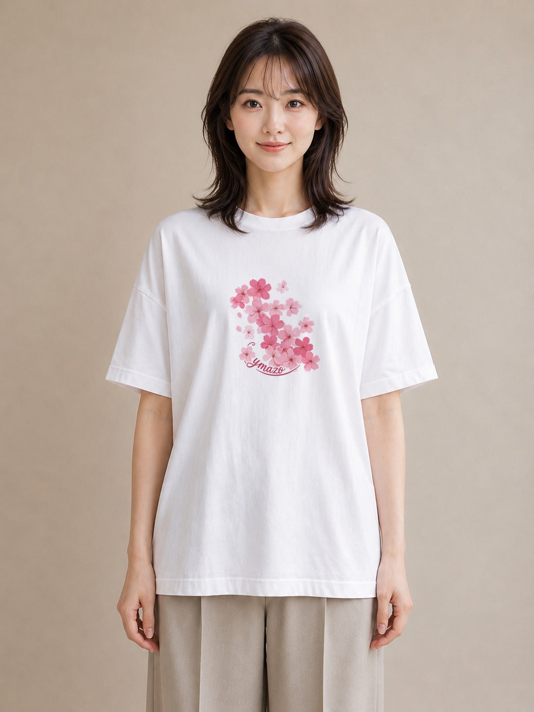 グラフィックTシャツ レディース さくら 桜 サクラ 花 花柄 イラスト 旅行コーデ デイリーウェア 休日 白T YMAZO