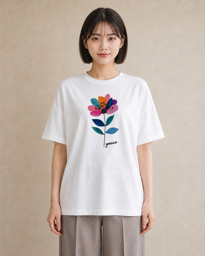 プリントTシャツ レディース 花 花柄 イラスト 韓国風 女子会 お揃い 白T